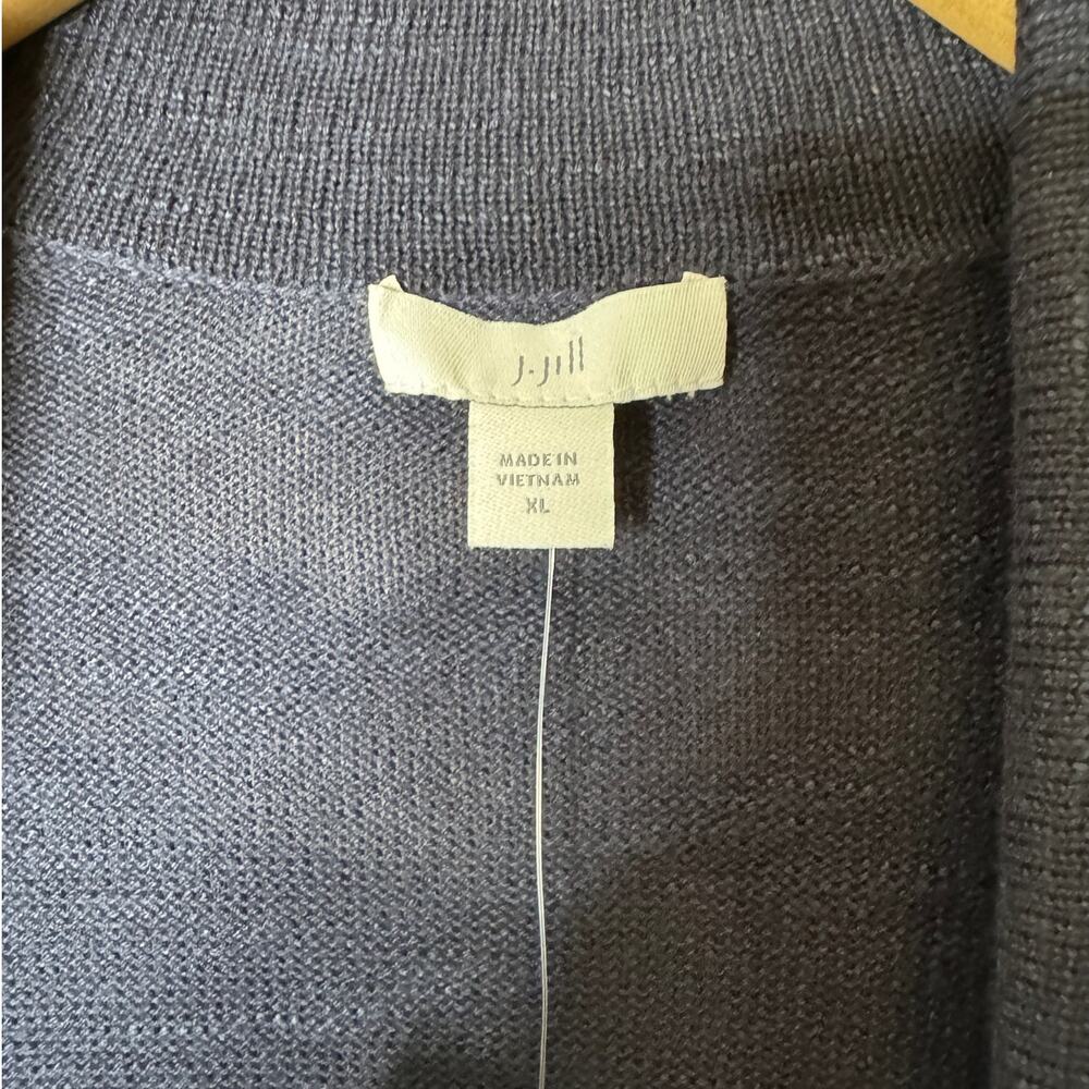 NWOT J. Jill X-Large Navy Blue Cotton Knit Blazer Jacket Collar Slouchy Pockets - Picture 2 of 8
